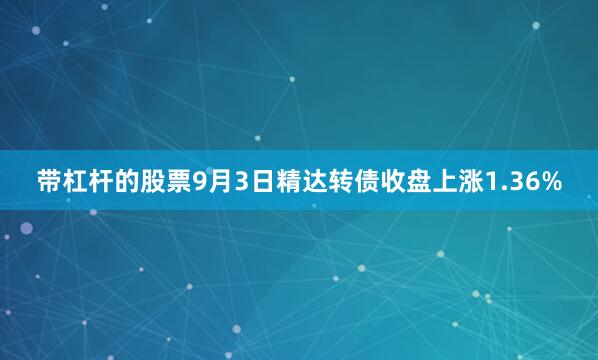 带杠杆的股票9月3日精达转债收盘上涨1.36%